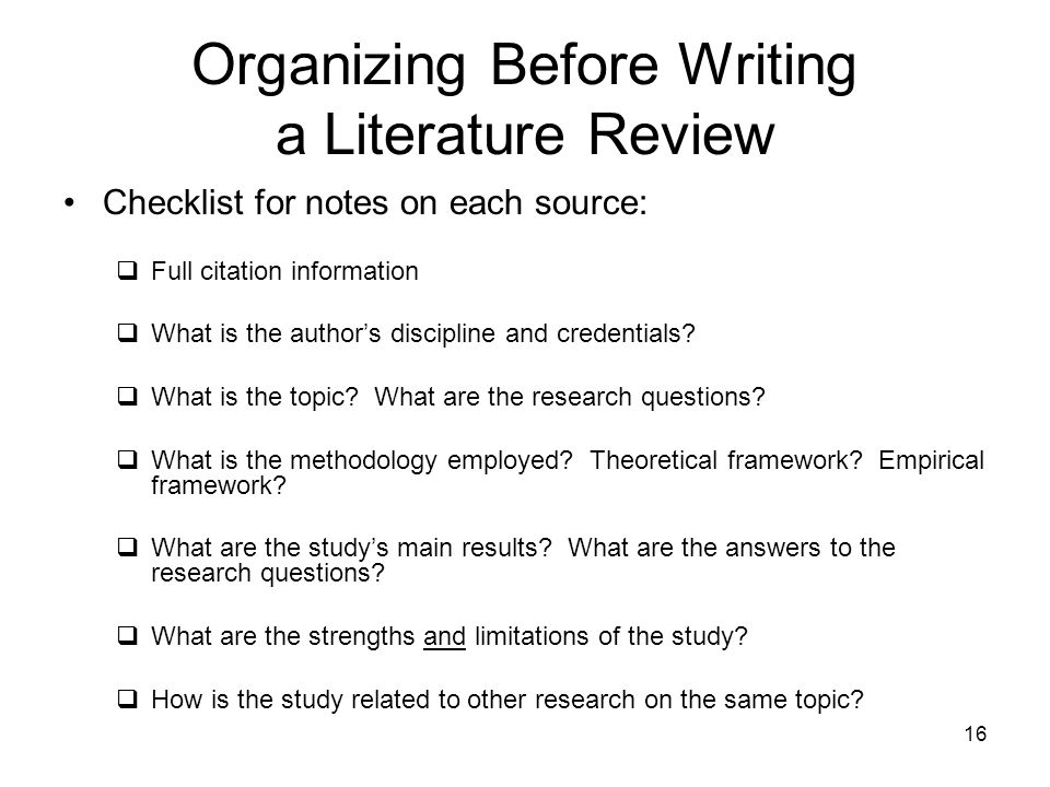 Writing literature review methodology